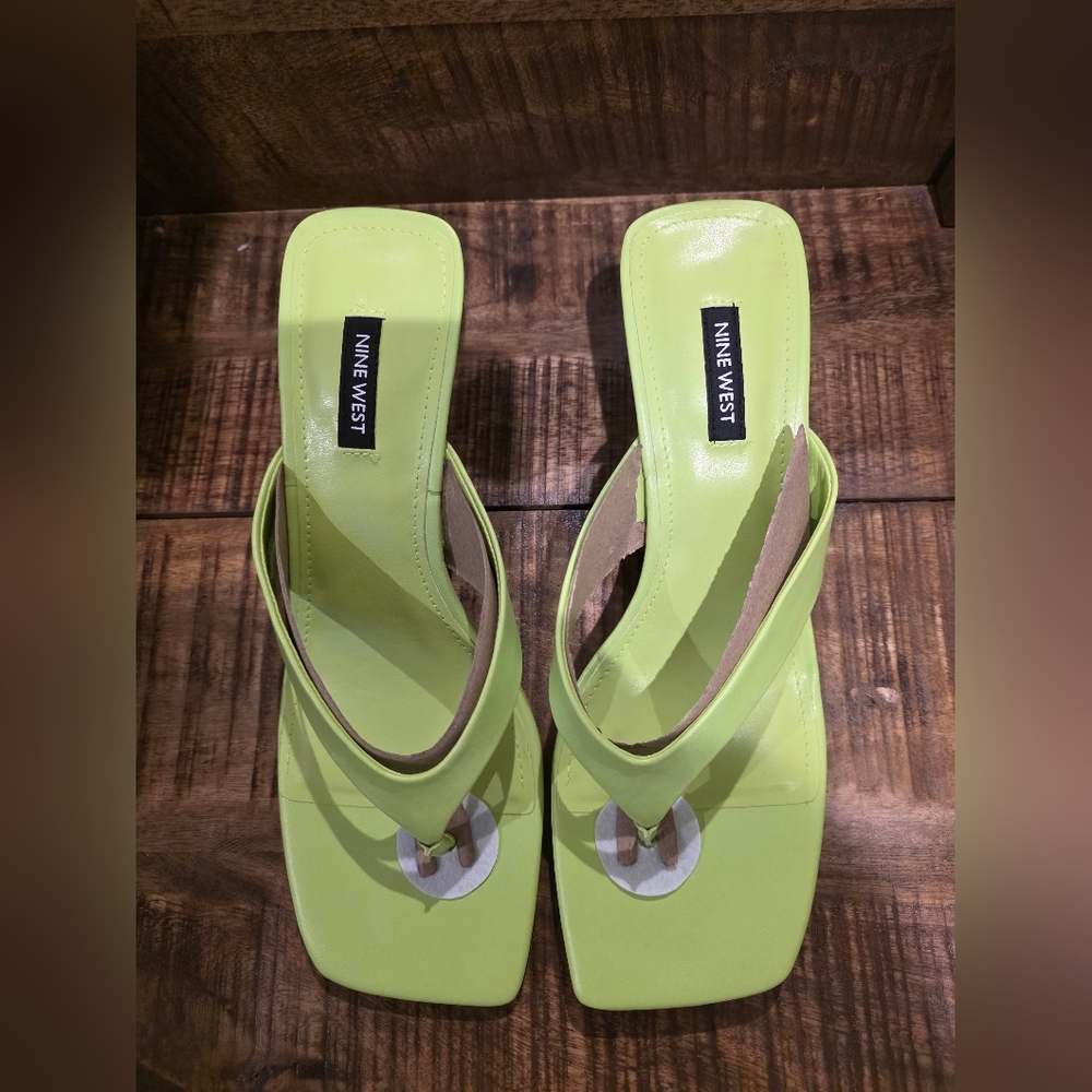 Nine West Nest Heeled Sandals in Neon Lime - Picture 3 of 8